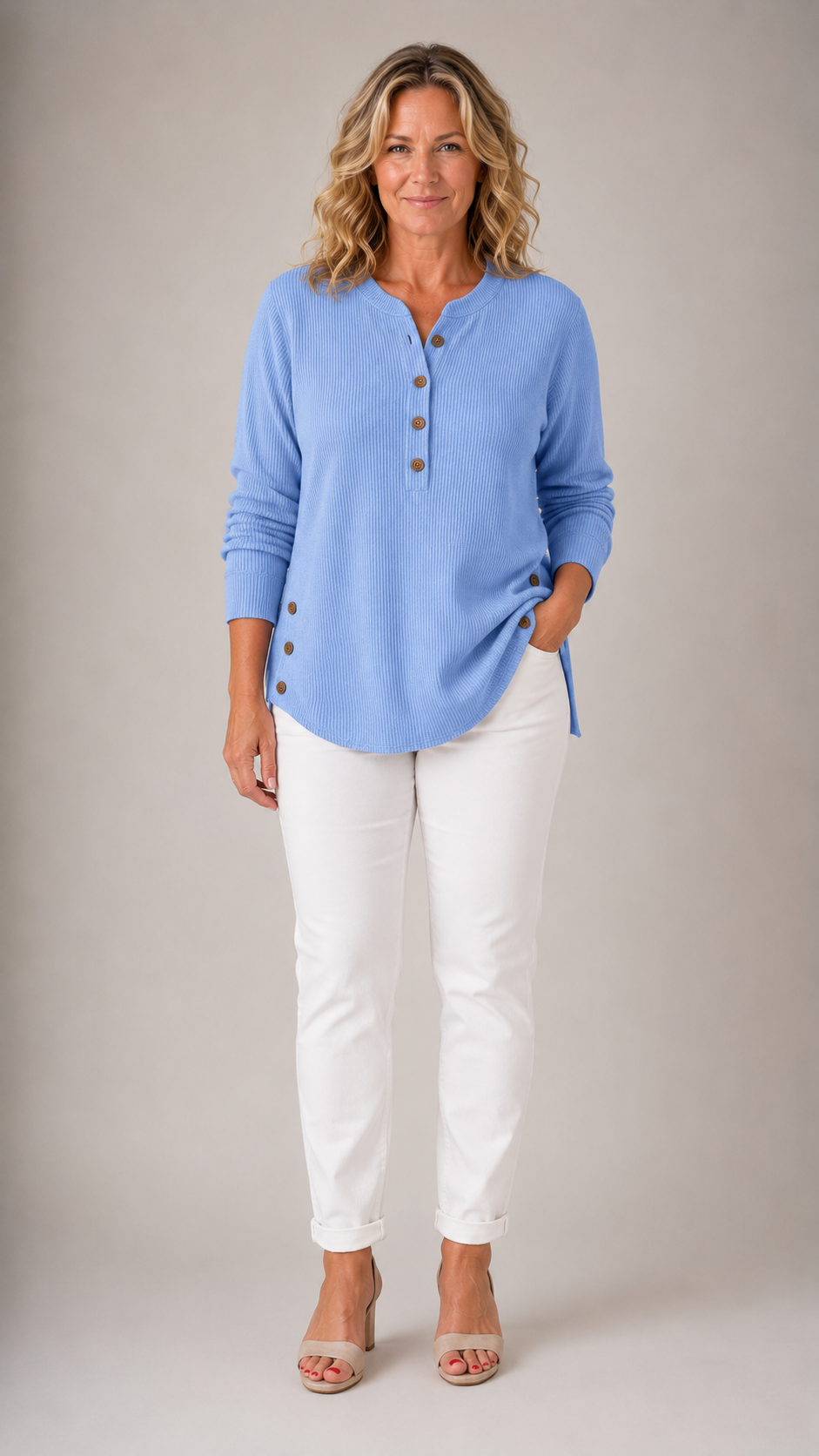 Renata™ | Ribbed Button Detail Tunic