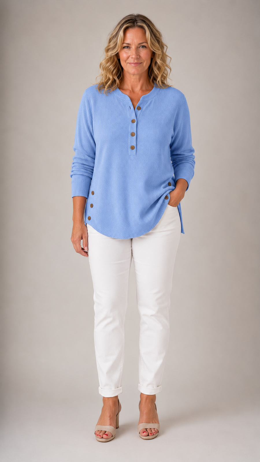 Renata™ | Ribbed Button Detail Tunic