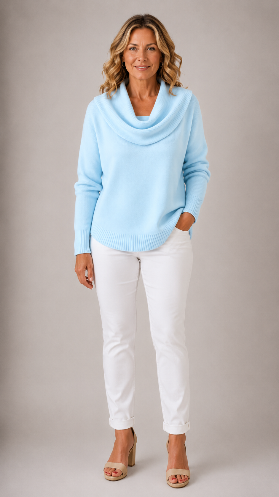 Marie™ | Elegant Cowl Neck Knit Sweater