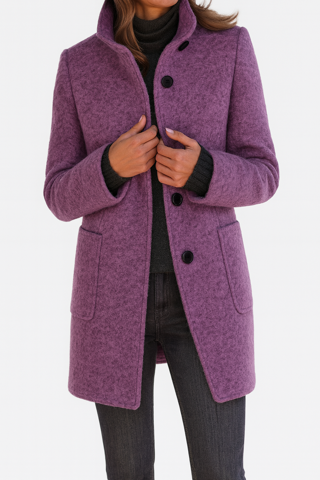 Adele™ High Collar Wool Blend Jacket