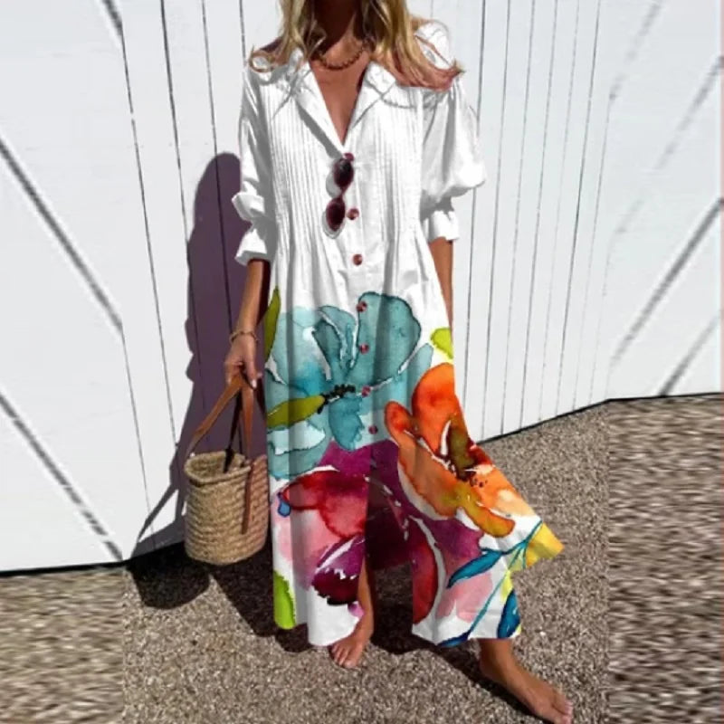 Alyssa™ Boho Puff Sleeve Maxi Dress