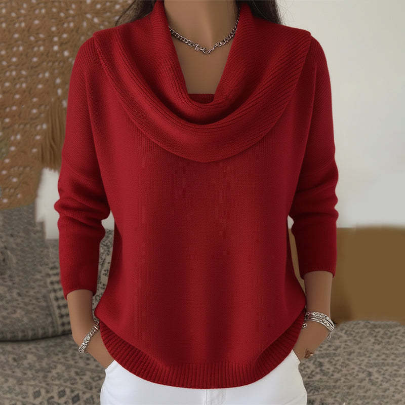 Marie™ | Elegant Cowl Neck Knit Sweater