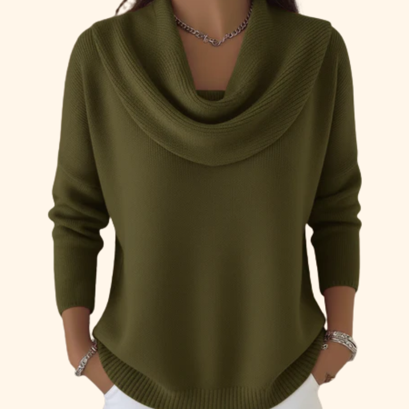 Marie™ | Elegant Cowl Neck Knit Sweater