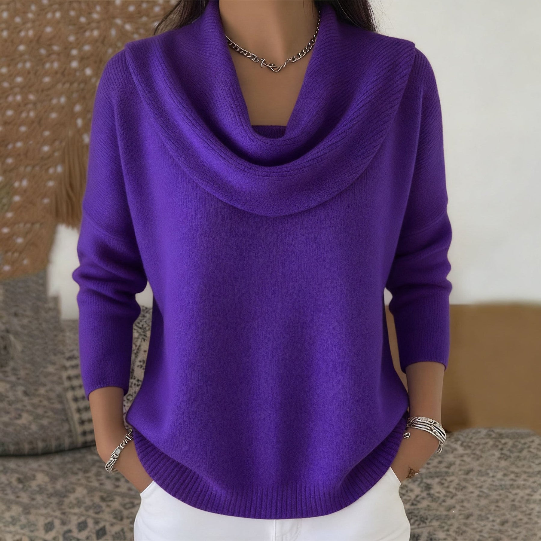 Marie™ | Elegant Cowl Neck Knit Sweater