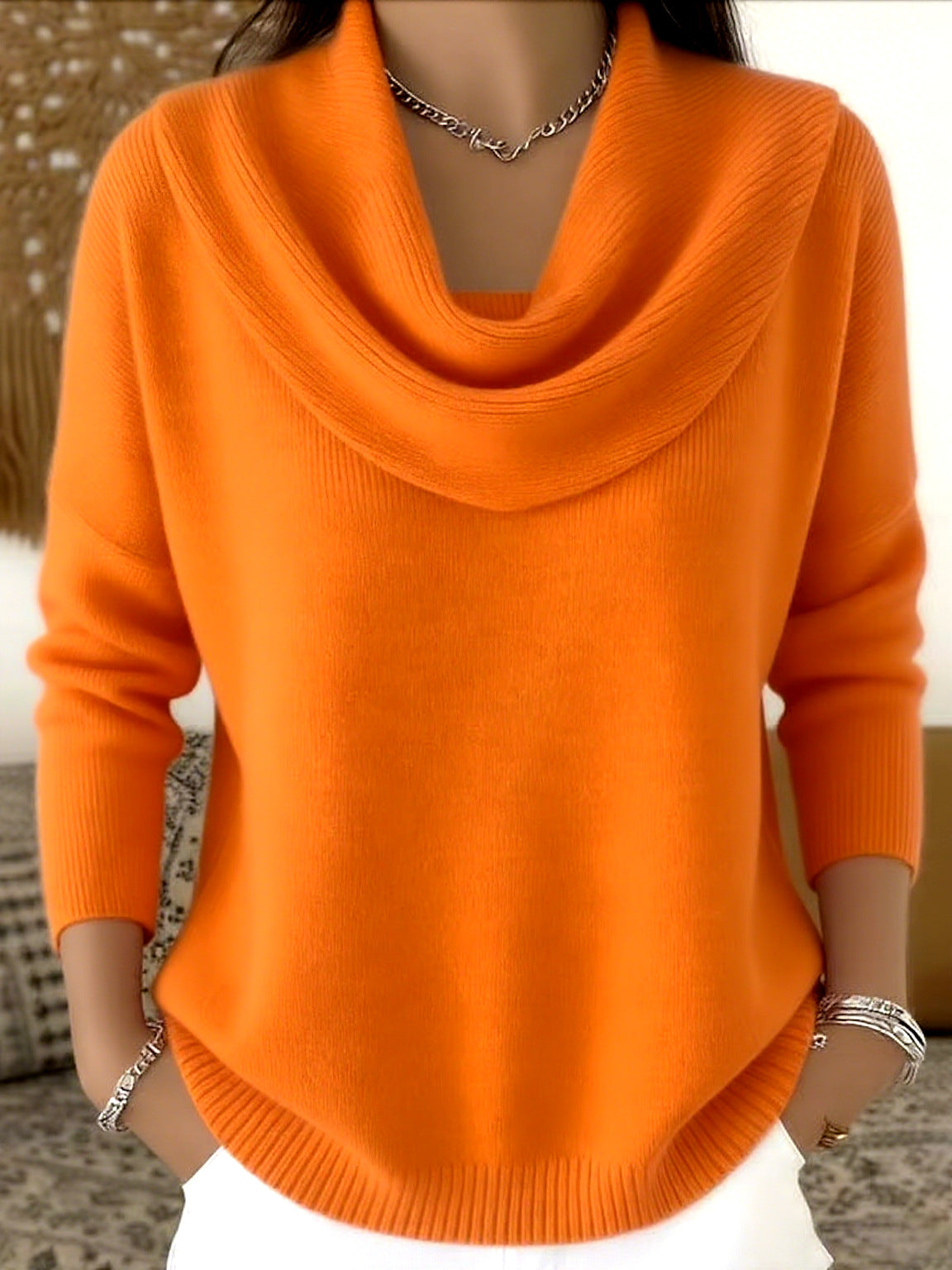 Marie™ | Elegant Cowl Neck Knit Sweater