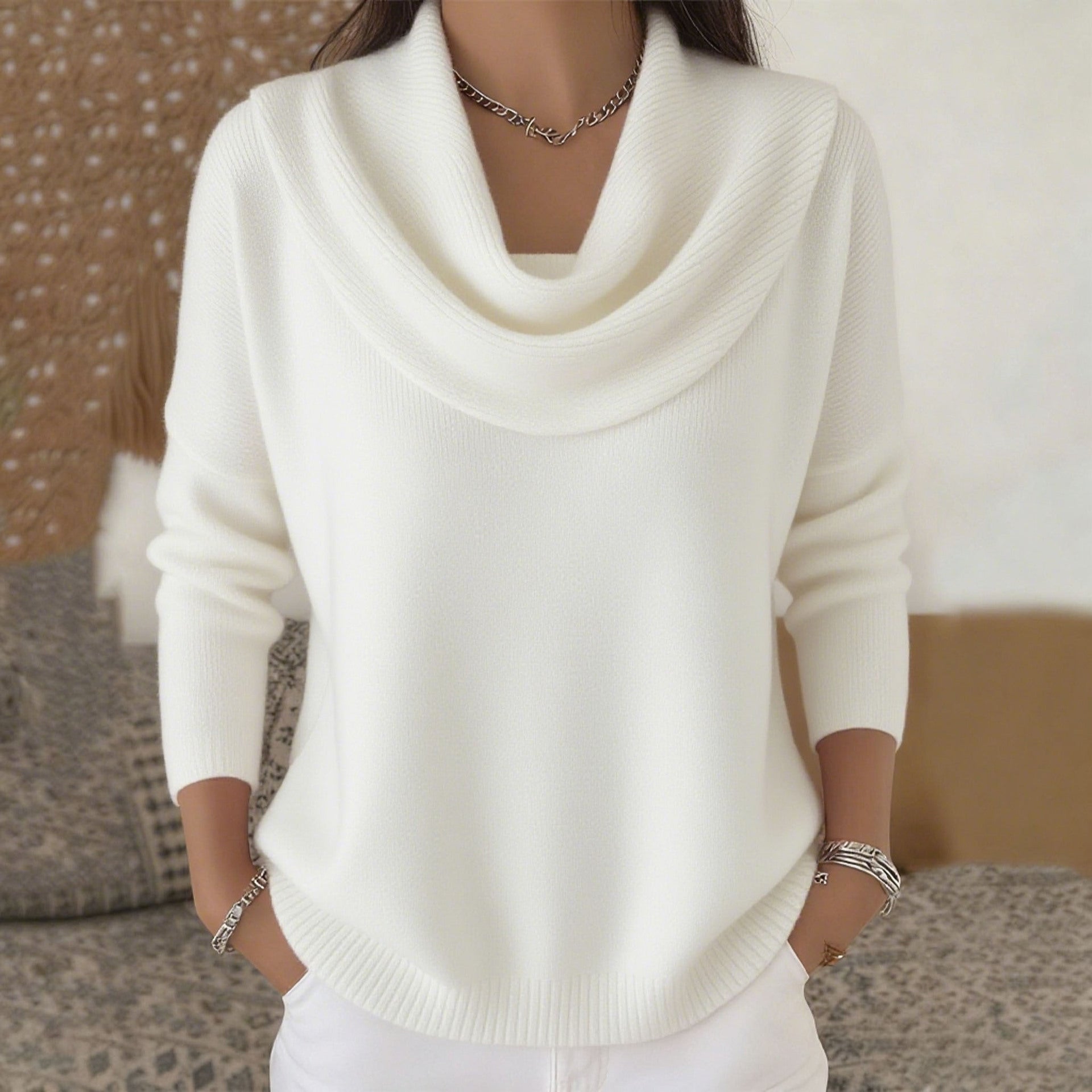 Marie™ | Elegant Cowl Neck Knit Sweater