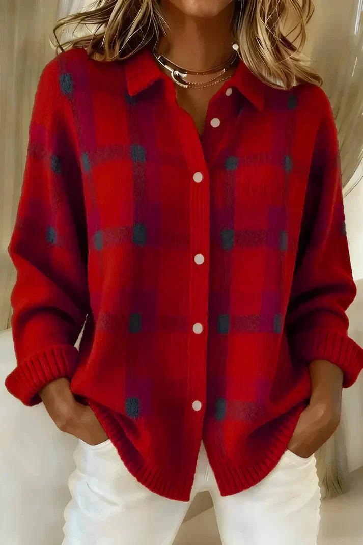 Haley™ | Cozy Plaid Knit Cardigan