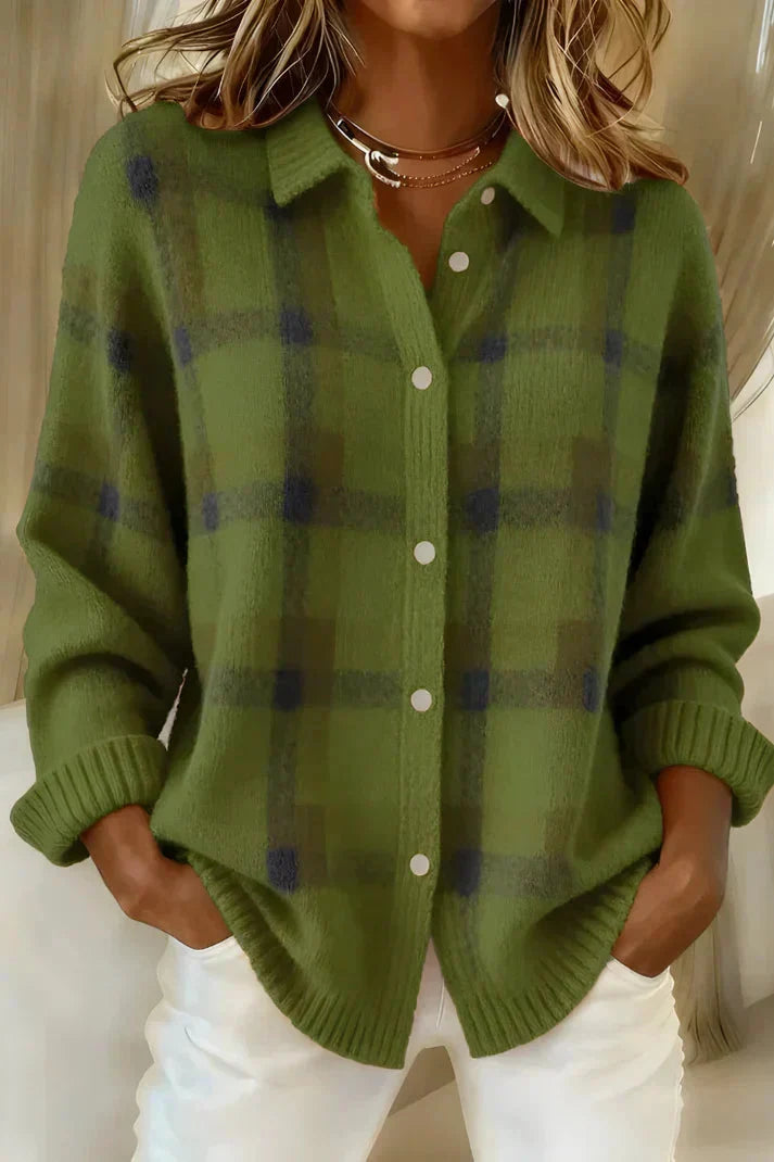 Haley™ | Cozy Plaid Knit Cardigan