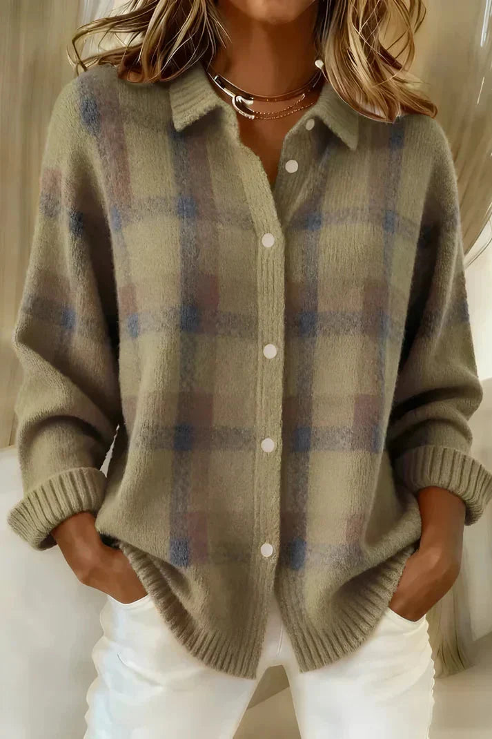 Haley™ | Cozy Plaid Knit Cardigan