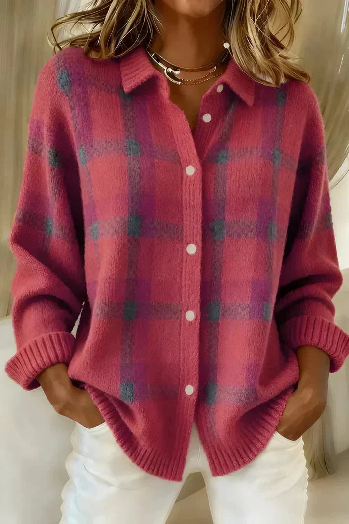 Haley™ | Cozy Plaid Knit Cardigan