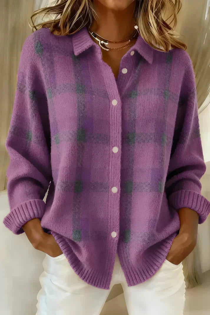 Haley™ | Cozy Plaid Knit Cardigan